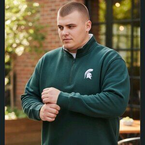 NWT Michigan State Spartans Green & White 3XL Colosseum Quarter Zip Sweatshirt